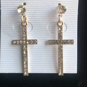 4 For $20 Gold Bling Cross Earrings